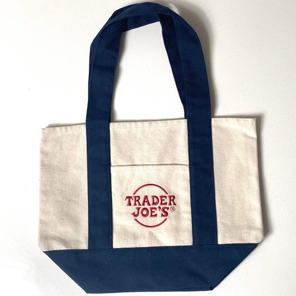NEW Without Tags Trader Joe's MINI Navy Blue Canvas Tote Bag